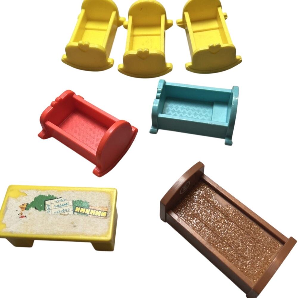 Vintage 1970s Fisher Price Cradles Ernie Sesame Street Bed Desk Toy Furniture